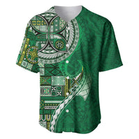Samoan Siapo Art Tattoo Polynesian Pattern Baseball Jersey Green Color - Polynesian Pride