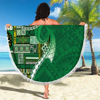 Samoan Siapo Art Tattoo Polynesian Pattern Beach Blanket Green Color - Polynesian Pride