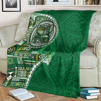 Samoan Siapo Art Tattoo Polynesian Pattern Blanket Green Color - Polynesian Pride