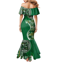 Samoan Siapo Art Tattoo Polynesian Pattern Mermaid Dress Green Color - Polynesian Pride