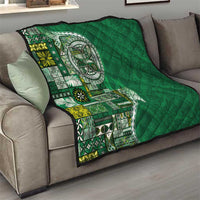 Samoan Siapo Art Tattoo Polynesian Pattern Quilt Green Color - Polynesian Pride