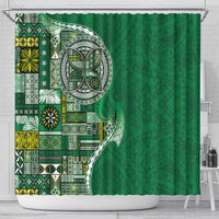 Samoan Siapo Art Tattoo Polynesian Pattern Shower Curtain Green Color - Polynesian Pride