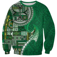 Samoan Siapo Art Tattoo Polynesian Pattern Sweatshirt Green Color - Polynesian Pride
