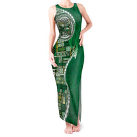 Samoan Siapo Art Tattoo Polynesian Pattern Tank Maxi Dress Green Color - Polynesian Pride