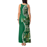 Samoan Siapo Art Tattoo Polynesian Pattern Tank Maxi Dress Green Color - Polynesian Pride