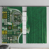 Samoan Siapo Art Tattoo Polynesian Pattern Window Curtain Green Color - Polynesian Pride