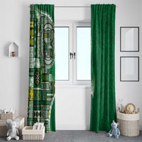 Samoan Siapo Art Tattoo Polynesian Pattern Window Curtain Green Color - Polynesian Pride