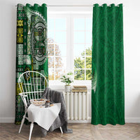Samoan Siapo Art Tattoo Polynesian Pattern Window Curtain Green Color - Polynesian Pride