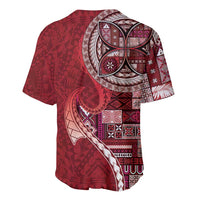 Samoan Siapo Art Tattoo Polynesian Pattern Baseball Jersey Red Color - Polynesian Pride
