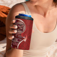 Samoan Siapo Art Tattoo Polynesian Pattern 4 in 1 Can Cooler Tumbler Red Color - Polynesian Pride