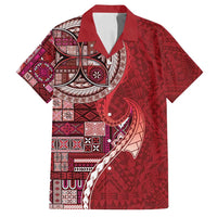 Samoan Siapo Art Tattoo Polynesian Pattern Family Matching Puletasi and Hawaiian Shirt Red Color - Polynesian Pride