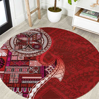 Samoan Siapo Art Tattoo Polynesian Pattern Round Carpet Red Color - Polynesian Pride
