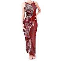 Samoan Siapo Art Tattoo Polynesian Pattern Tank Maxi Dress Red Color - Polynesian Pride
