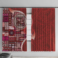 Samoan Siapo Art Tattoo Polynesian Pattern Window Curtain Red Color - Polynesian Pride