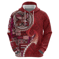 Samoan Siapo Art Tattoo Polynesian Pattern Zip Hoodie Red Color - Polynesian Pride
