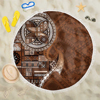 Samoan Siapo Art Tattoo Polynesian Pattern Beach Blanket Brown Color - Polynesian Pride