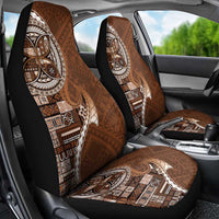 Samoan Siapo Art Tattoo Polynesian Pattern Car Seat Cover Brown Color - Polynesian Pride