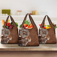 Samoan Siapo Art Tattoo Polynesian Pattern Grocery Bag Brown Color - Polynesian Pride