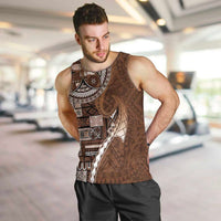 Samoan Siapo Art Tattoo Polynesian Pattern Men Tank Top Brown Color - Polynesian Pride