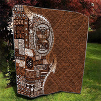 Samoan Siapo Art Tattoo Polynesian Pattern Quilt Brown Color - Polynesian Pride
