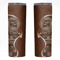 Samoan Siapo Art Tattoo Polynesian Pattern Skinny Tumbler Brown Color - Polynesian Pride