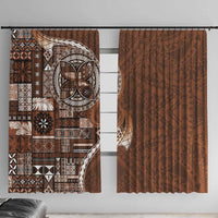 Samoan Siapo Art Tattoo Polynesian Pattern Window Curtain Brown Color - Polynesian Pride