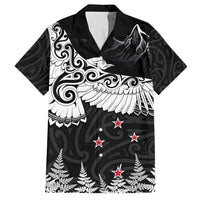 New Zealand Kea Bird Hawaiian Shirt Maori Tattoo and Silver Fern Black Color