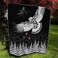 New Zealand Kea Bird Quilt Maori Tattoo and Silver Fern Black Color LT03 - Polynesian Pride