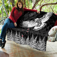 New Zealand Kea Bird Quilt Maori Tattoo and Silver Fern Black Color LT03 - Polynesian Pride