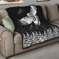 New Zealand Kea Bird Quilt Maori Tattoo and Silver Fern Black Color LT03 - Polynesian Pride