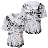 New Zealand Kea Bird Baseball Jersey Maori Tattoo and Silver Fern White Color LT03 - Polynesian Pride