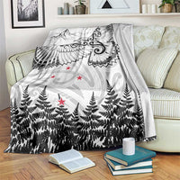 New Zealand Kea Bird Blanket Maori Tattoo and Silver Fern White Color
