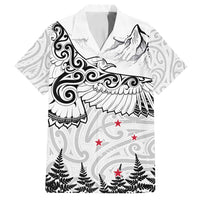 New Zealand Kea Bird Family Matching Summer Maxi Dress and Hawaiian Shirt Maori Tattoo and Silver Fern White Color