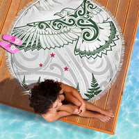 New Zealand Kea Bird Beach Blanket Maori Tattoo and Silver Fern Green Color