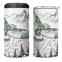 New Zealand Kea Bird 4 in 1 Can Cooler Tumbler Maori Tattoo and Silver Fern Green Color