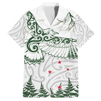 New Zealand Kea Bird Family Matching Puletasi and Hawaiian Shirt Maori Tattoo and Silver Fern Green Color
