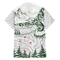 New Zealand Kea Bird Family Matching Short Sleeve Bodycon Dress and Hawaiian Shirt Maori Tattoo and Silver Fern Green Color