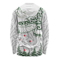 New Zealand Kea Bird Long Sleeve Shirt Maori Tattoo and Silver Fern Green Color