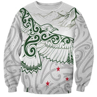 New Zealand Kea Bird Sweatshirt Maori Tattoo and Silver Fern Green Color LT03 Unisex White - Polynesian Pride