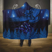 New Zealand Kea Bird Hooded Blanket Maori Tattoo and Silver Fern Matariki Style