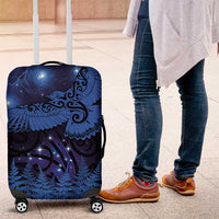 New Zealand Kea Bird Luggage Cover Maori Tattoo and Silver Fern Matariki Style LT03 Blue - Polynesian Pride