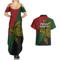 Papua New Guinea Chimbu Province Couples Matching Summer Maxi Dress and Hawaiian Shirt PNG Birds Of Paradise Polynesian Arty Style LT03 - Polynesian Pride