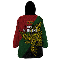 Papua New Guinea Chimbu Province Wearable Blanket Hoodie PNG Birds Of Paradise Polynesian Arty Style LT03 - Polynesian Pride