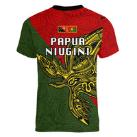 Papua New Guinea Eastern Highlands Province Women V Neck T Shirt PNG Birds Of Paradise Polynesian Arty Style LT03 - Polynesian Pride