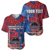 CHOGM FAST Samoa 2024 Baseball Jersey Samoan Tapa Tribal and Ornament Pattern with Hibiscus LT03 - Polynesian Pride
