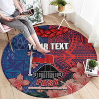 CHOGM FAST Samoa 2024 Round Carpet Samoan Tapa Tribal and Ornament Pattern with Hibiscus LT03 - Polynesian Pride