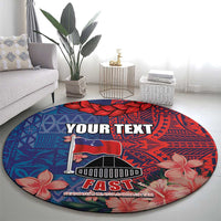CHOGM FAST Samoa 2024 Round Carpet Samoan Tapa Tribal and Ornament Pattern with Hibiscus LT03 - Polynesian Pride