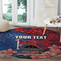 CHOGM FAST Samoa 2024 Round Carpet Samoan Tapa Tribal and Ornament Pattern with Hibiscus LT03 - Polynesian Pride