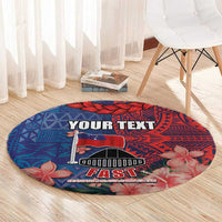CHOGM FAST Samoa 2024 Round Carpet Samoan Tapa Tribal and Ornament Pattern with Hibiscus LT03 - Polynesian Pride