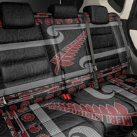New Zealand Christmas Back Car Seat Cover Meri Kirihimete Silver Fern Knit Style Red Color - Polynesian Pride
